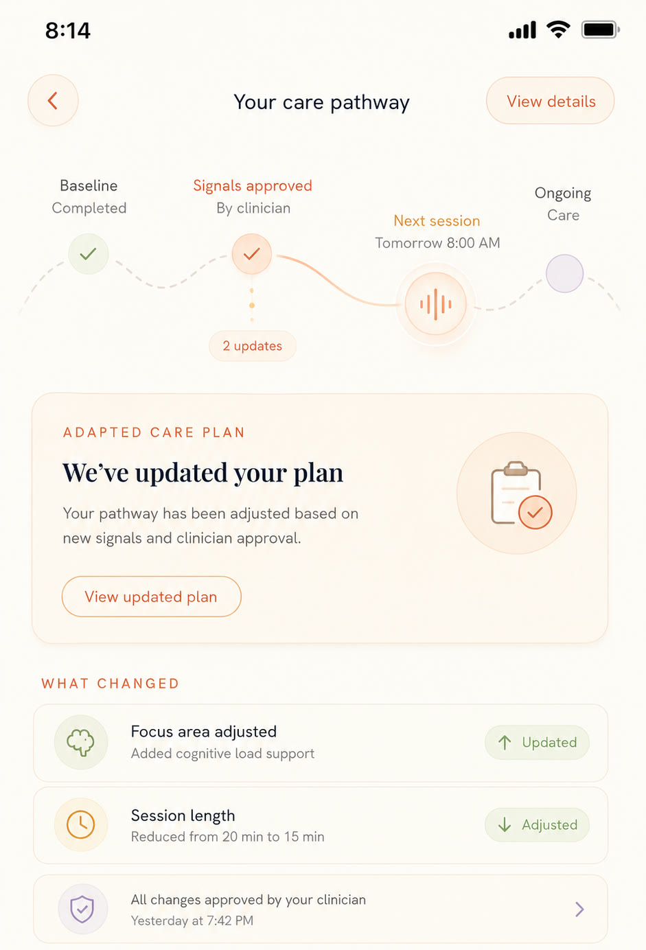 Swiv pathway builder: re-routed care pending clinician approval