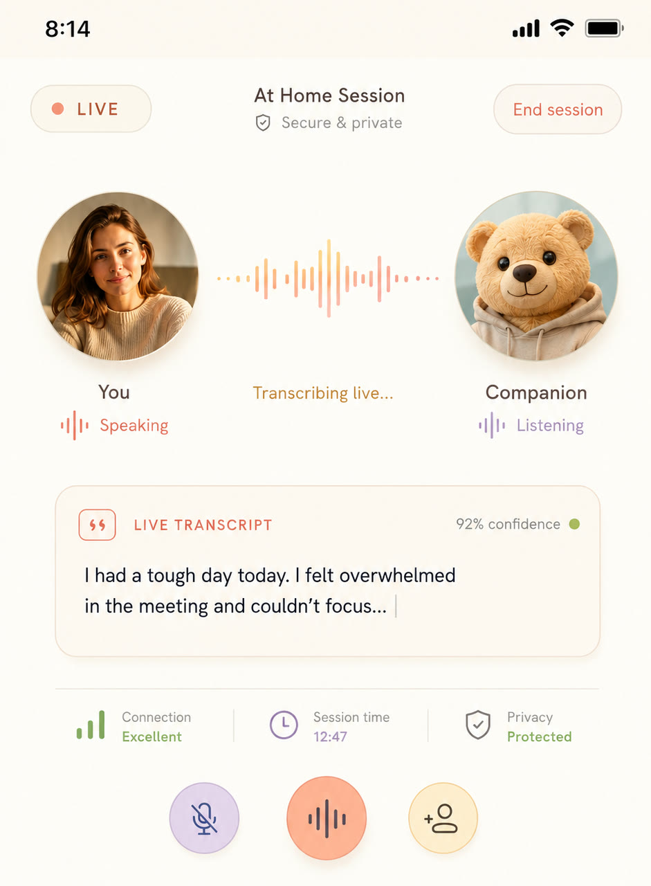 Swiv patient app: an evening voice session with the companion
